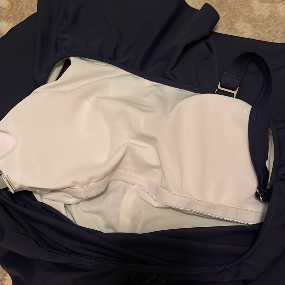 Navy One Piece Swimsuit Ruffle - Picture 4 of 5